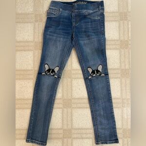 Vigoss Blue Skinny Jeans French Bulldog Dog Patch Kids 8